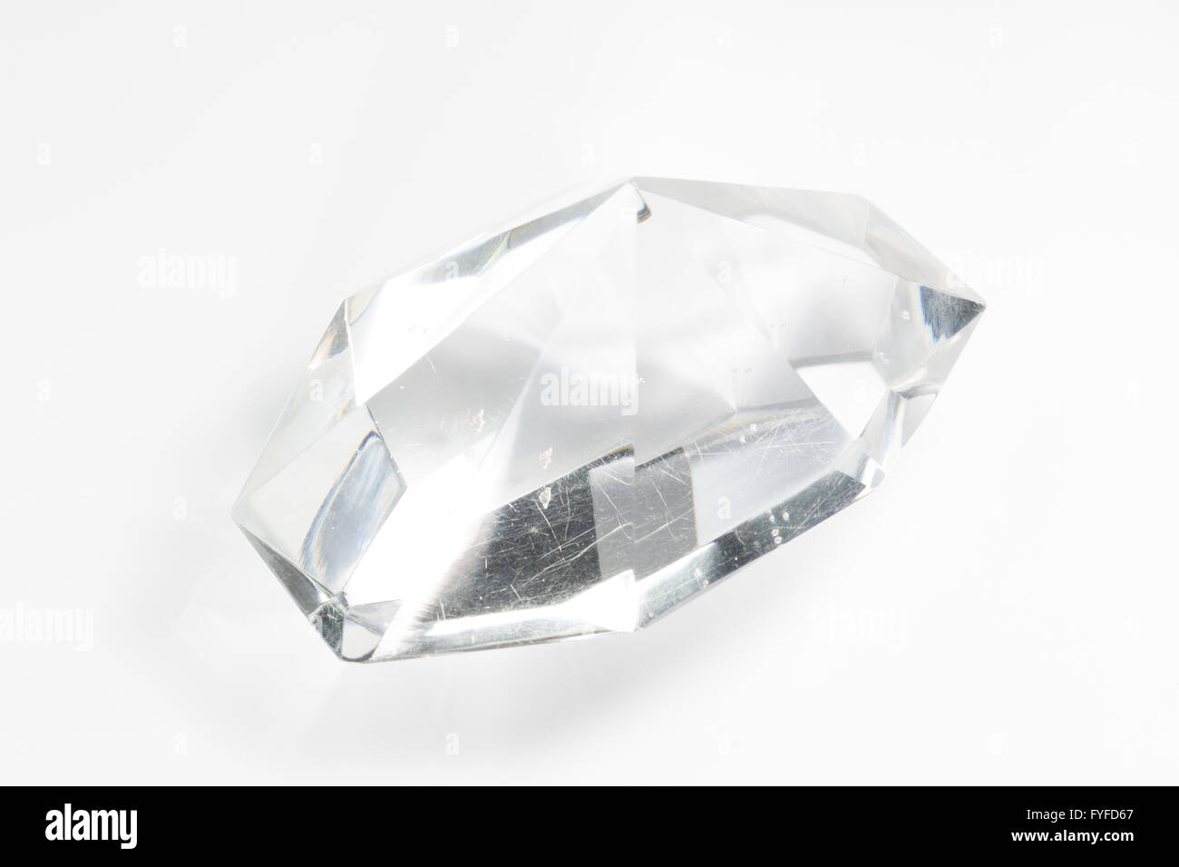 one glass crystal on a white background Stock Photo