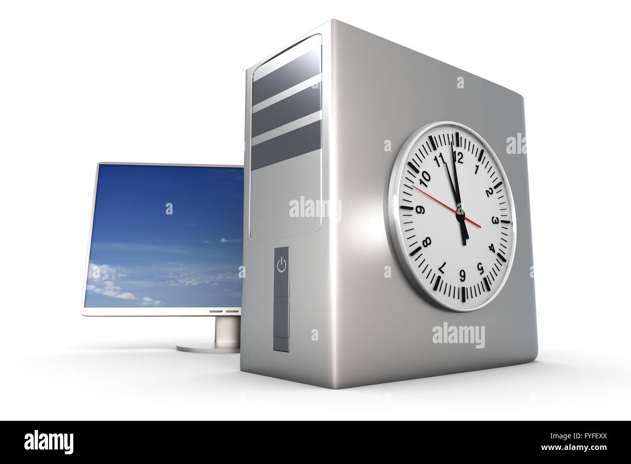 Computer setup with clock Cut Out Stock Images & Pictures - Alamy