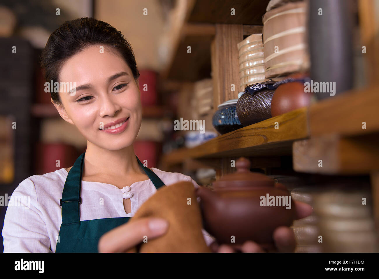 Chinese woman cleaning house hi-res stock photography and images - Alamy