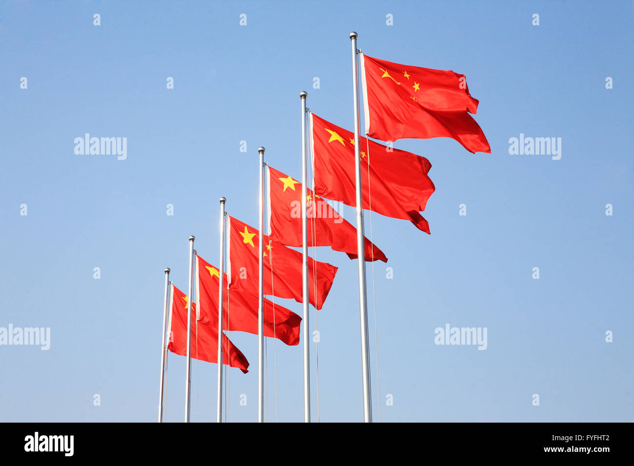 A row of Chinese flags Stock Photo Alamy