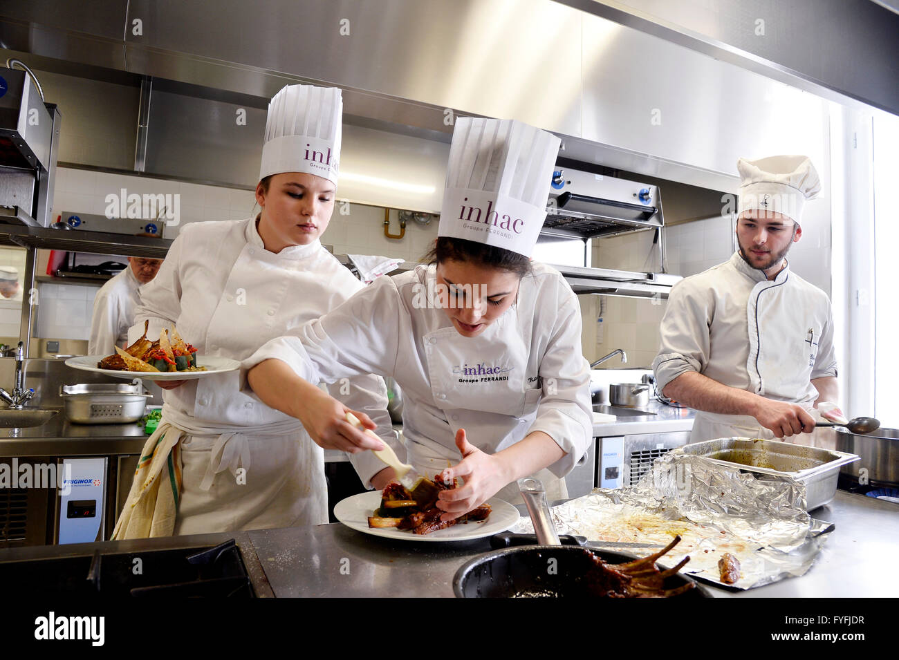 Students of Hospitality and Culinary Arts Institute of Saint-Gratien, France Stock Photo