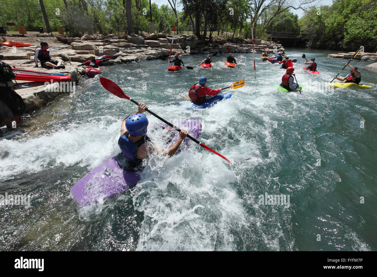 Springs Fest in Rio Vista Park on the San Marcos River in San Marcos, Texas. Stock Photo