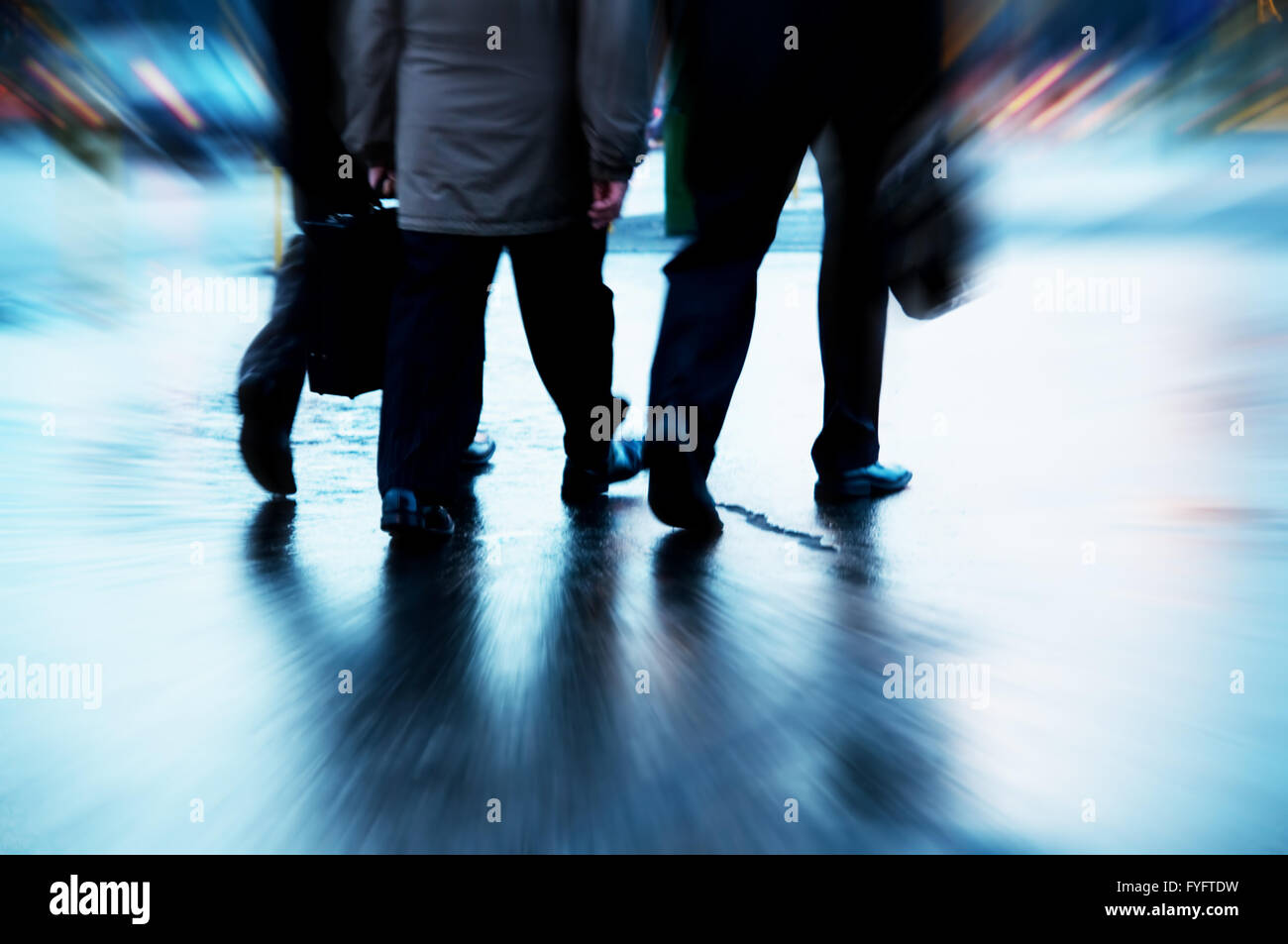 Busy business people walking. Motion blurred Stock Photo