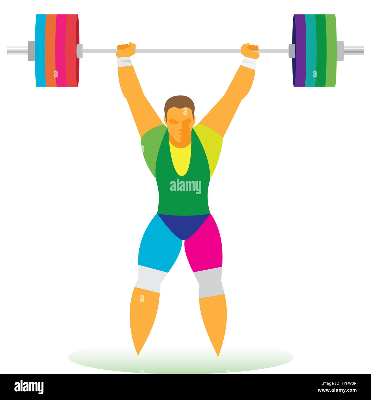 strong man is weightlifter raises record weight. Stock Photo