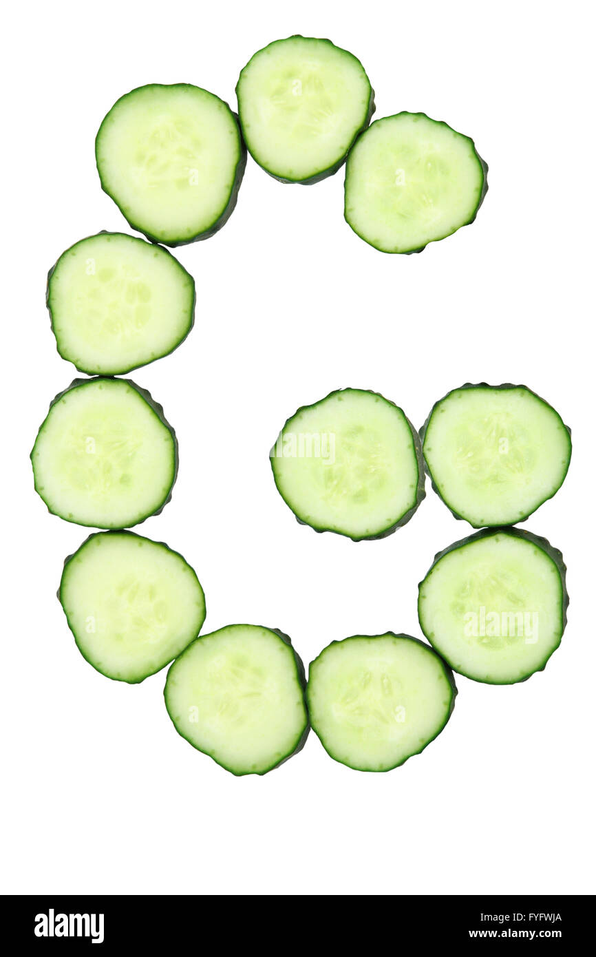 Vegetable Alphabet of chopped cucumber letter G Stock Photo Alamy