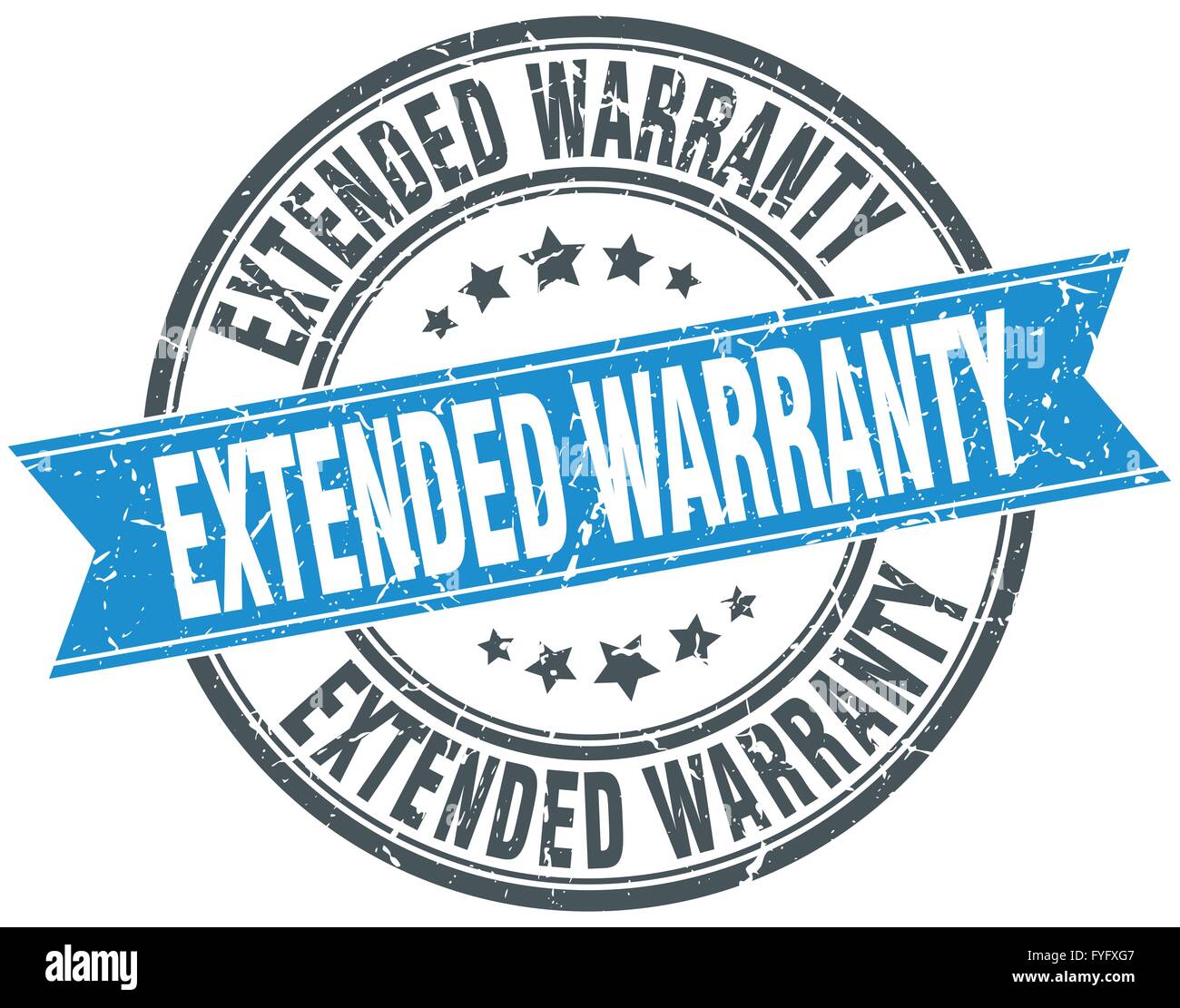 extended warranty blue round grunge vintage ribbon stamp Stock Vector ...