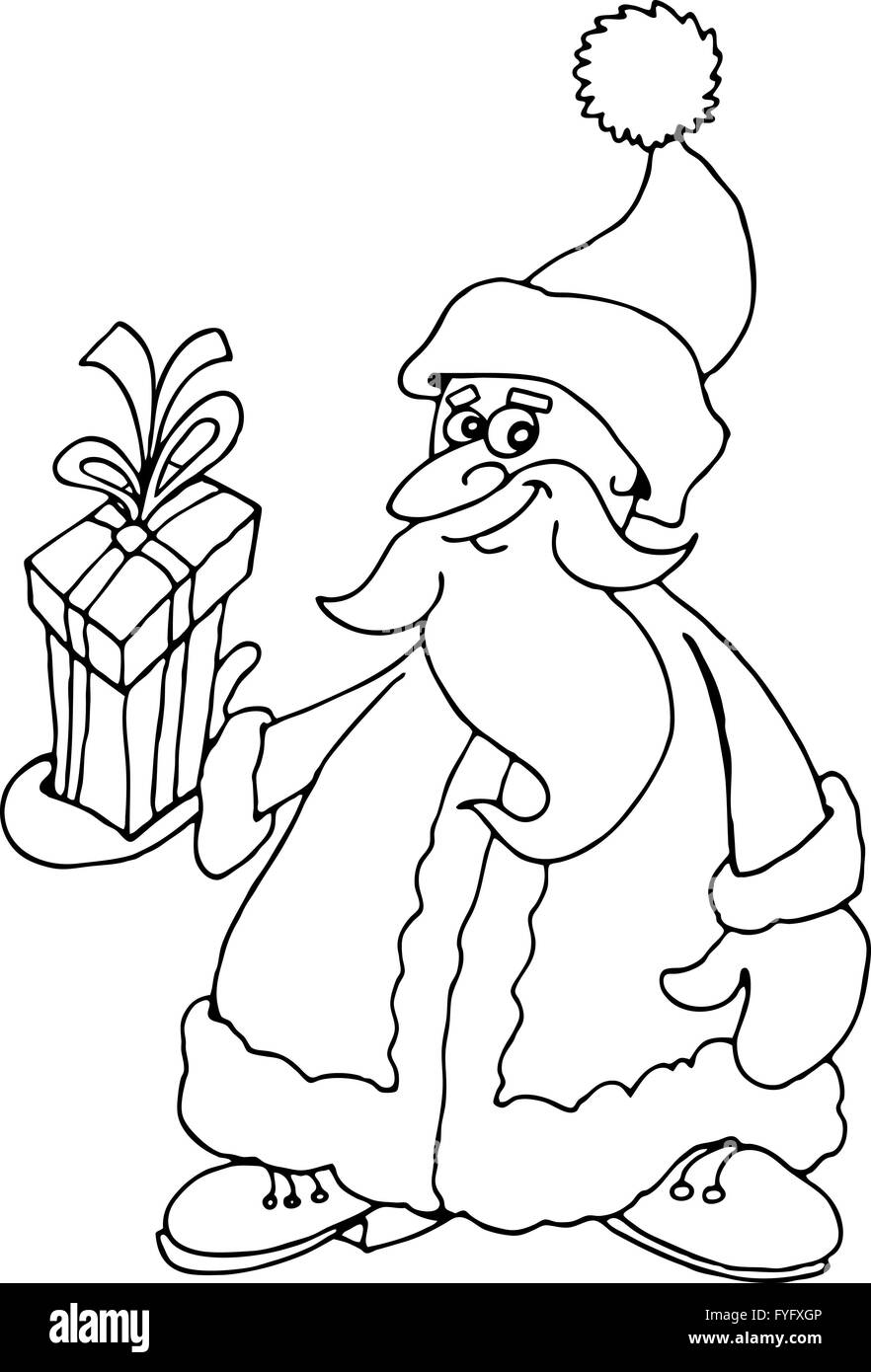 cartoon santa claus for coloring book Stock Photo