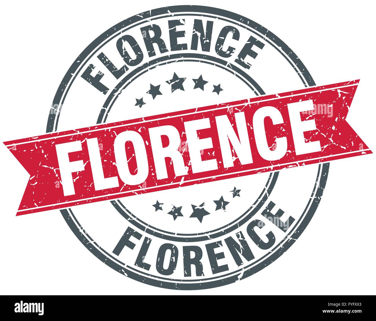 Florence red round grunge vintage ribbon stamp Stock Vector Image & Art ...