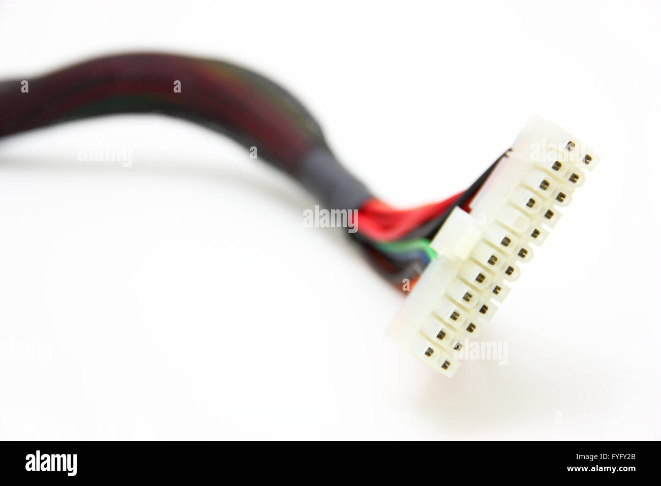 Computer motherboard power lines. Color cables Stock Photo Alamy