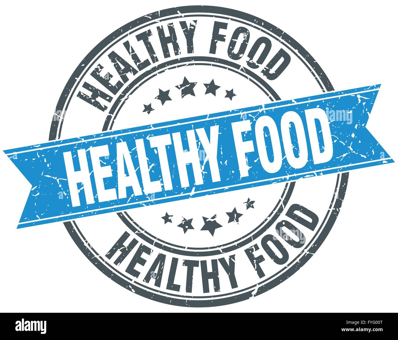 healthy food blue round grunge vintage ribbon stamp Stock Vector Image ...