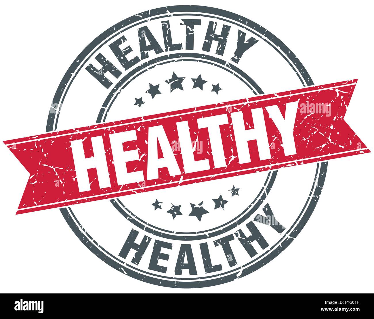 healthy red round grunge vintage ribbon stamp Stock Vector Image & Art ...