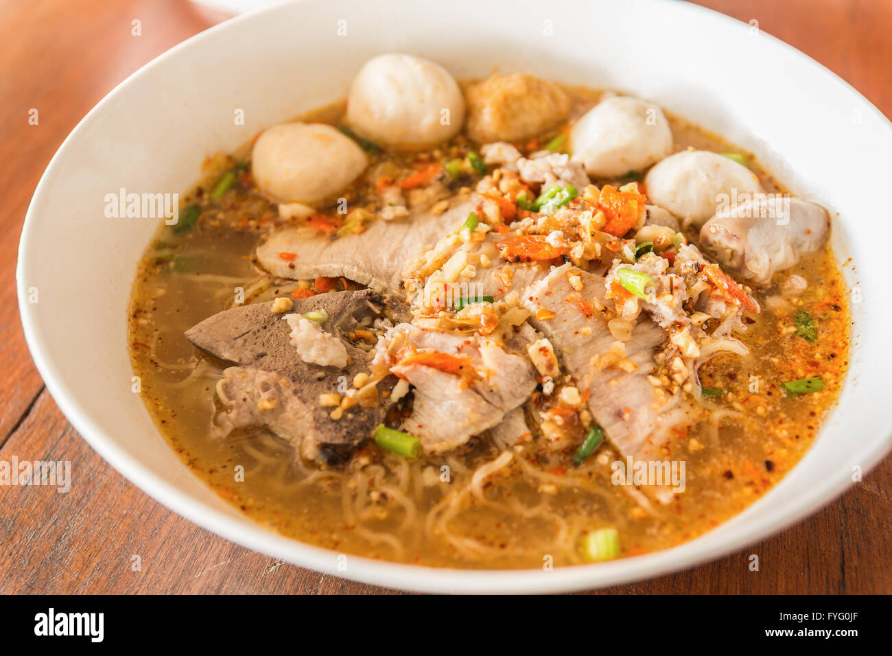 Thai noodle soup,Tom Yum , Thai Food Stock Photo