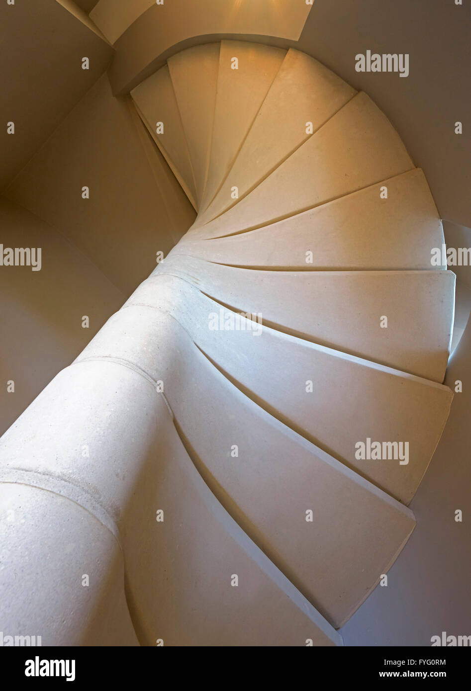 Stone staircase. Le Petit Fort, St Helier, United Kingdom. Architect: Hudson Architects, 2016. Stock Photo