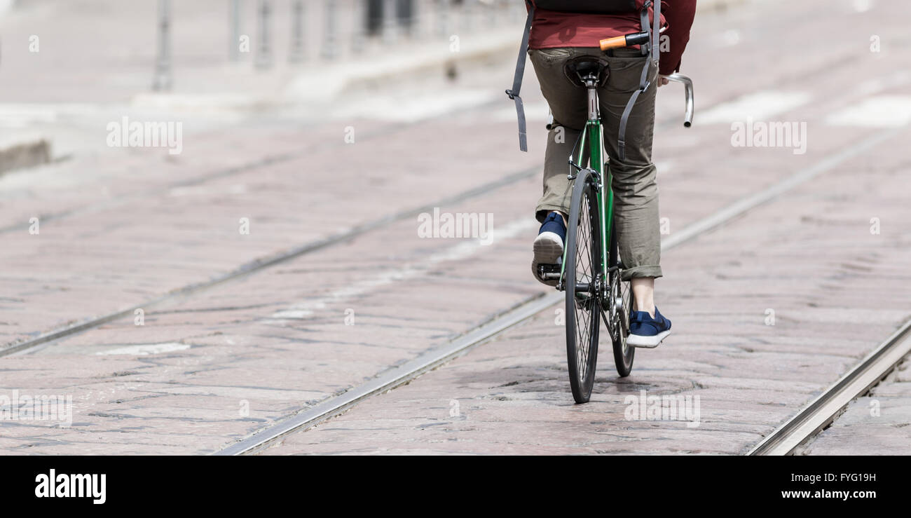 Riding the bike in the city, urban concepts Stock Photo