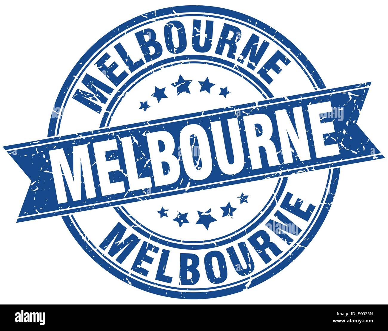 Melbourne blue round grunge vintage ribbon stamp Stock Vector Image ...