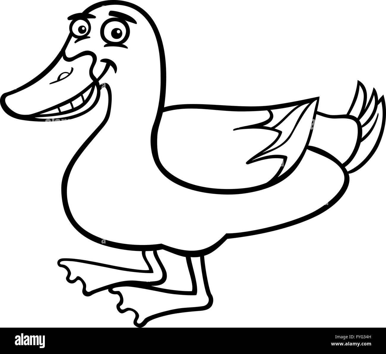 farm duck cartoon for coloring book Stock Photo