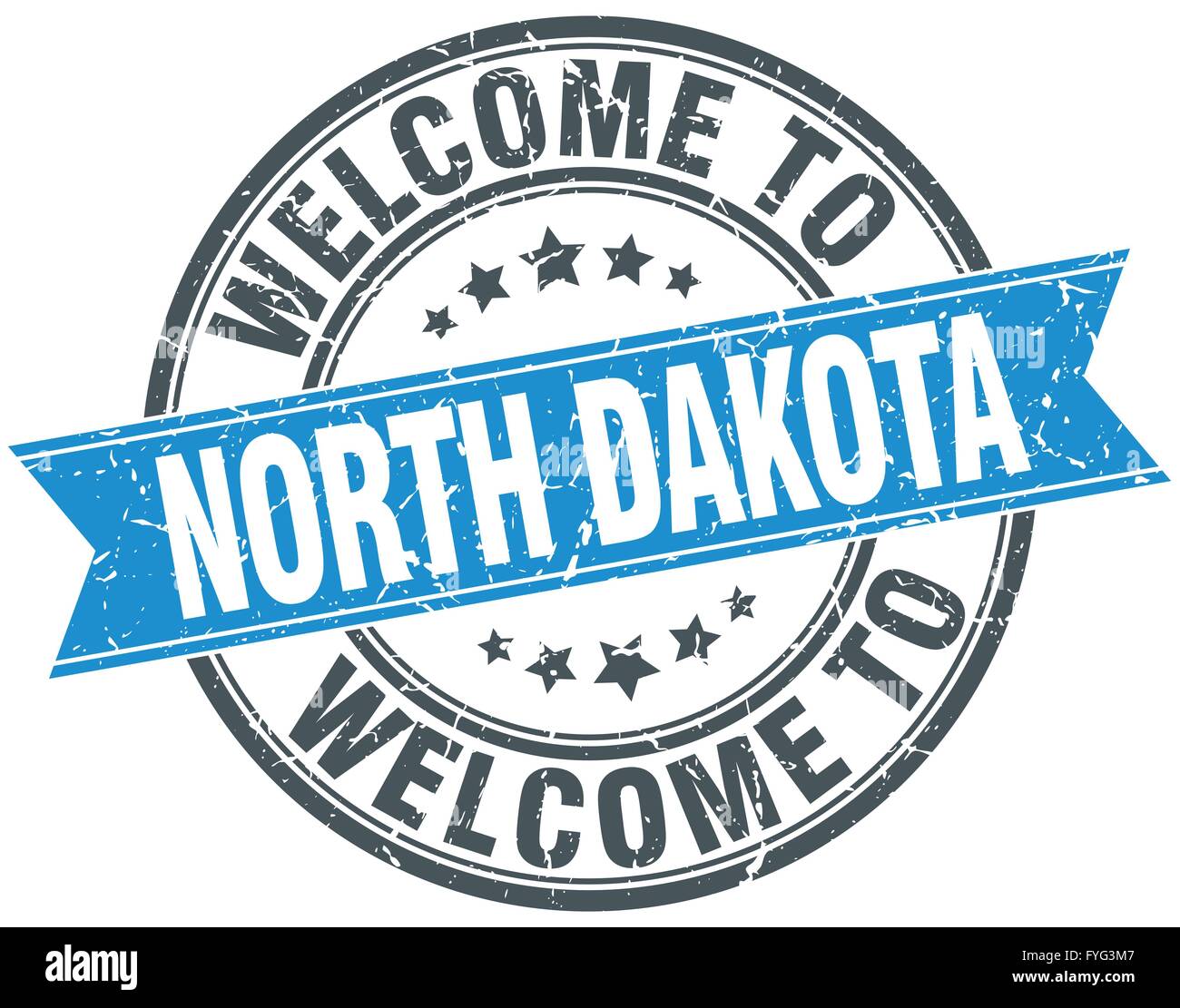 welcome to North Dakota blue round vintage stamp Stock Vector