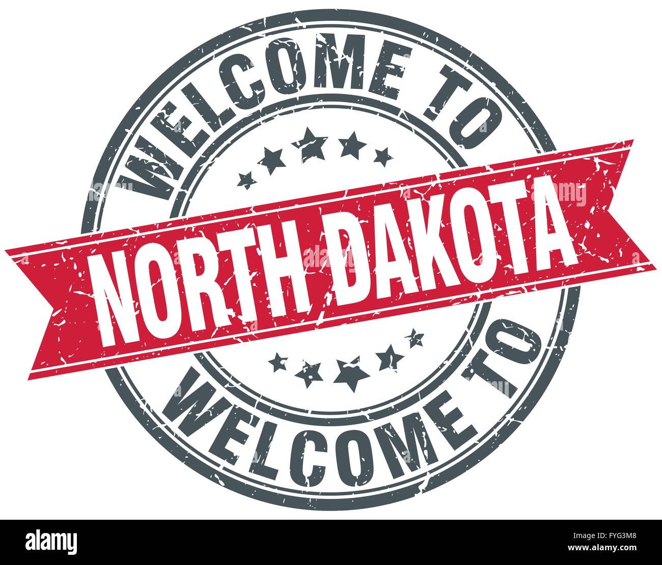welcome to North Dakota red round vintage stamp Stock Vector
