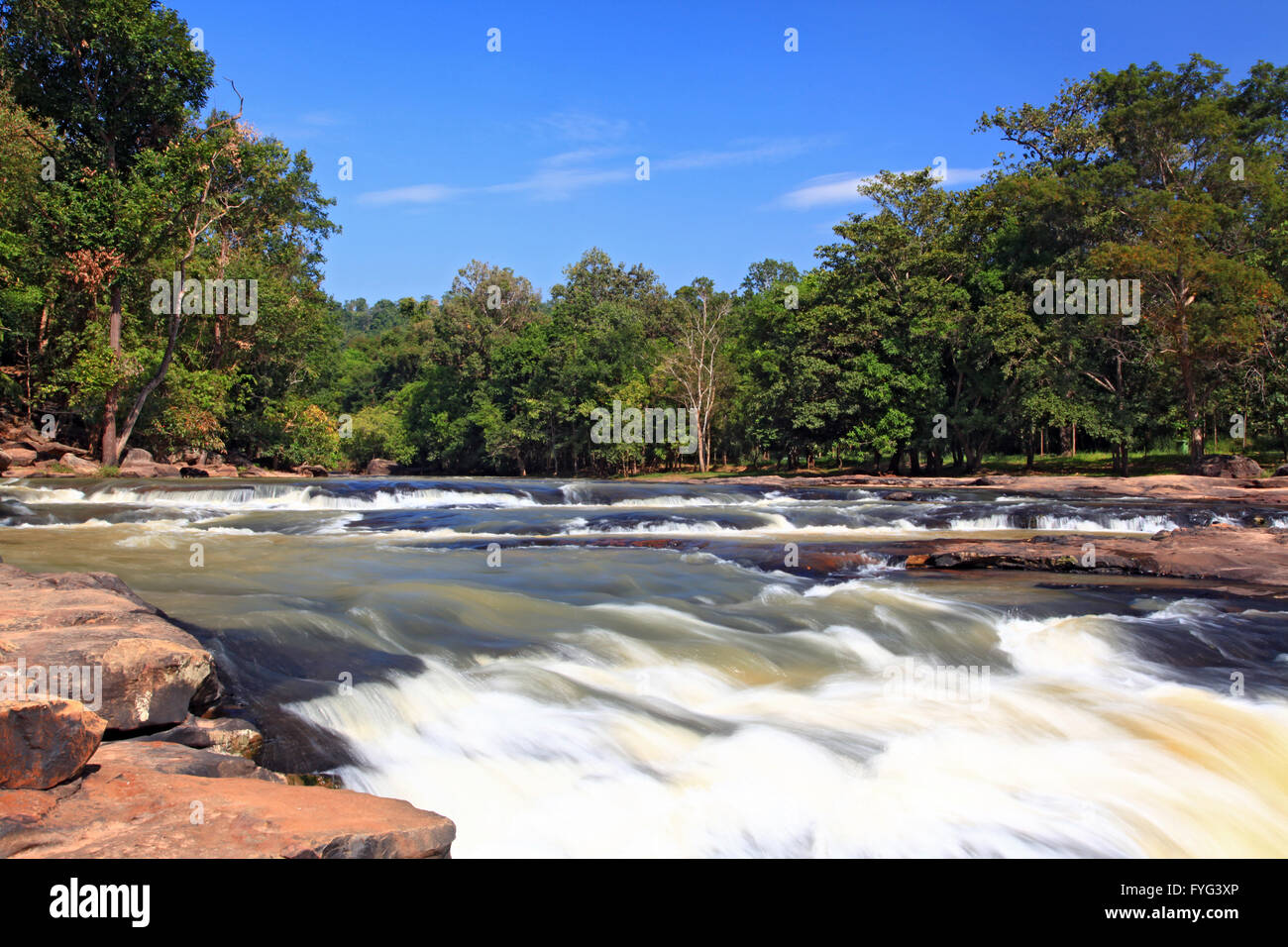 stream of waterfall from climate forest of Thailand Stock Photo