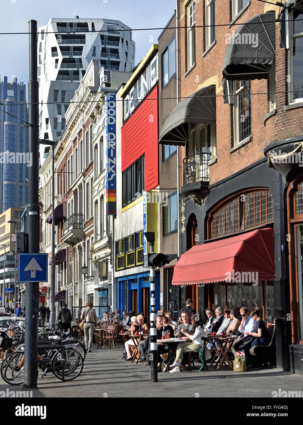 Café de Unie ( architect JJP Oud's )  L’OUEST ( wine bar restaurant ) Mauritsweg Rotterdam Dutch City Netherlands Stock Photo