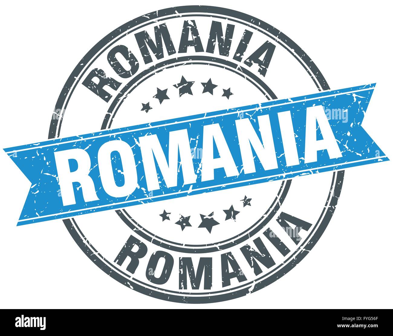 Romania blue round grunge vintage ribbon stamp Stock Vector Image & Art ...