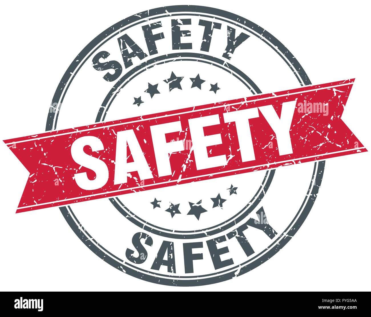 safety red round grunge vintage ribbon stamp Stock Vector Image & Art ...