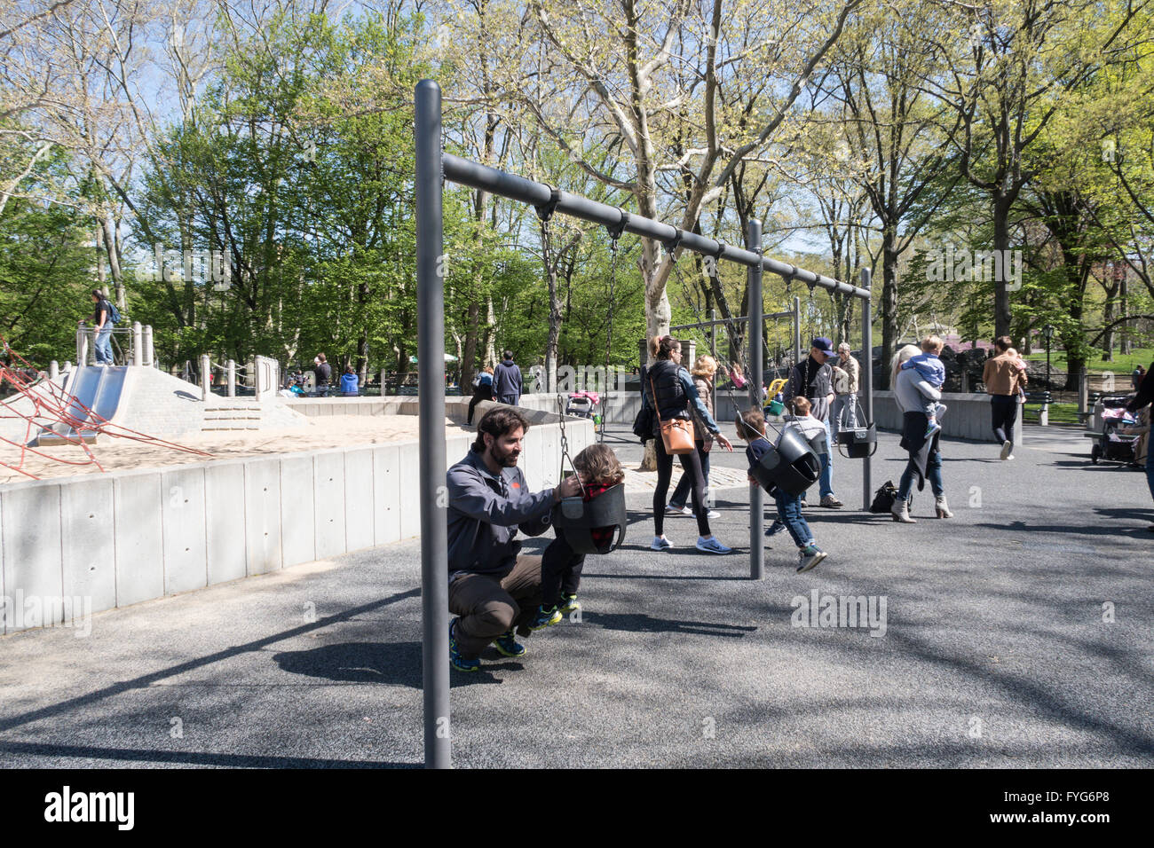 Children Playing, Heckscher Playground, Central Park, NYC Stock Photo