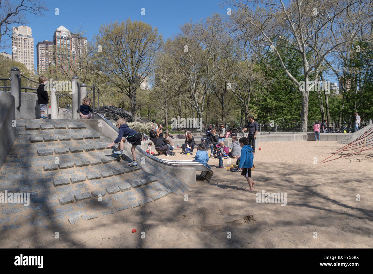Children Playing, Heckscher Playground, Central Park, NYC Stock Photo