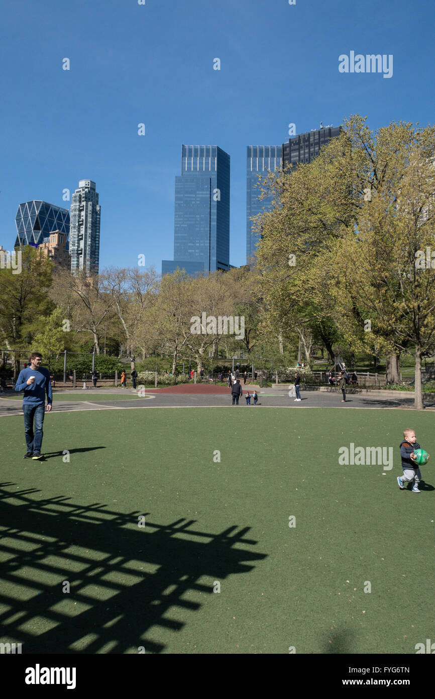 Children Playing, Heckscher Playground, Central Park, NYC Stock Photo