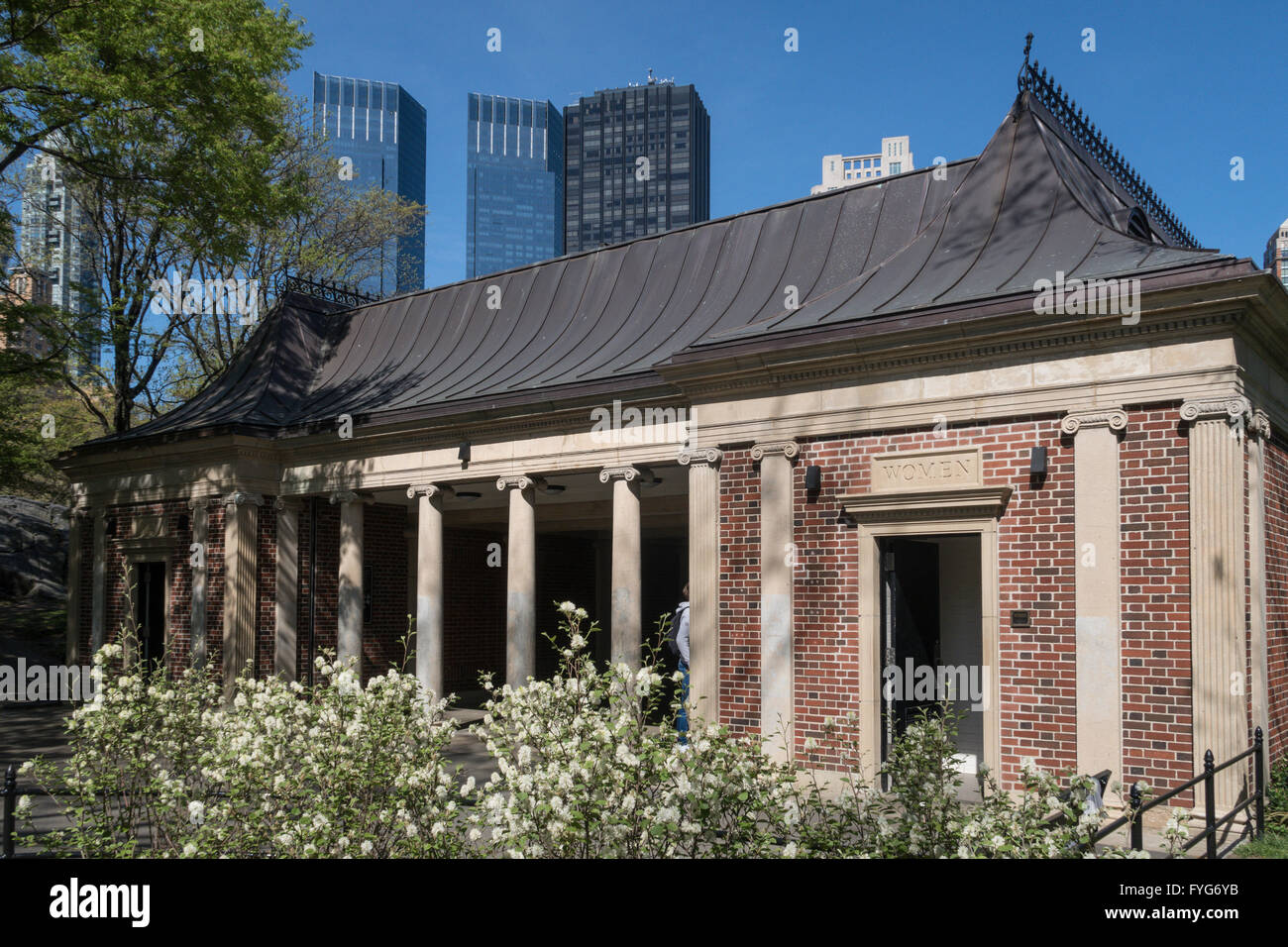 Restrooms Building, Heckscher Playground, Central Park, NYC Stock Photo