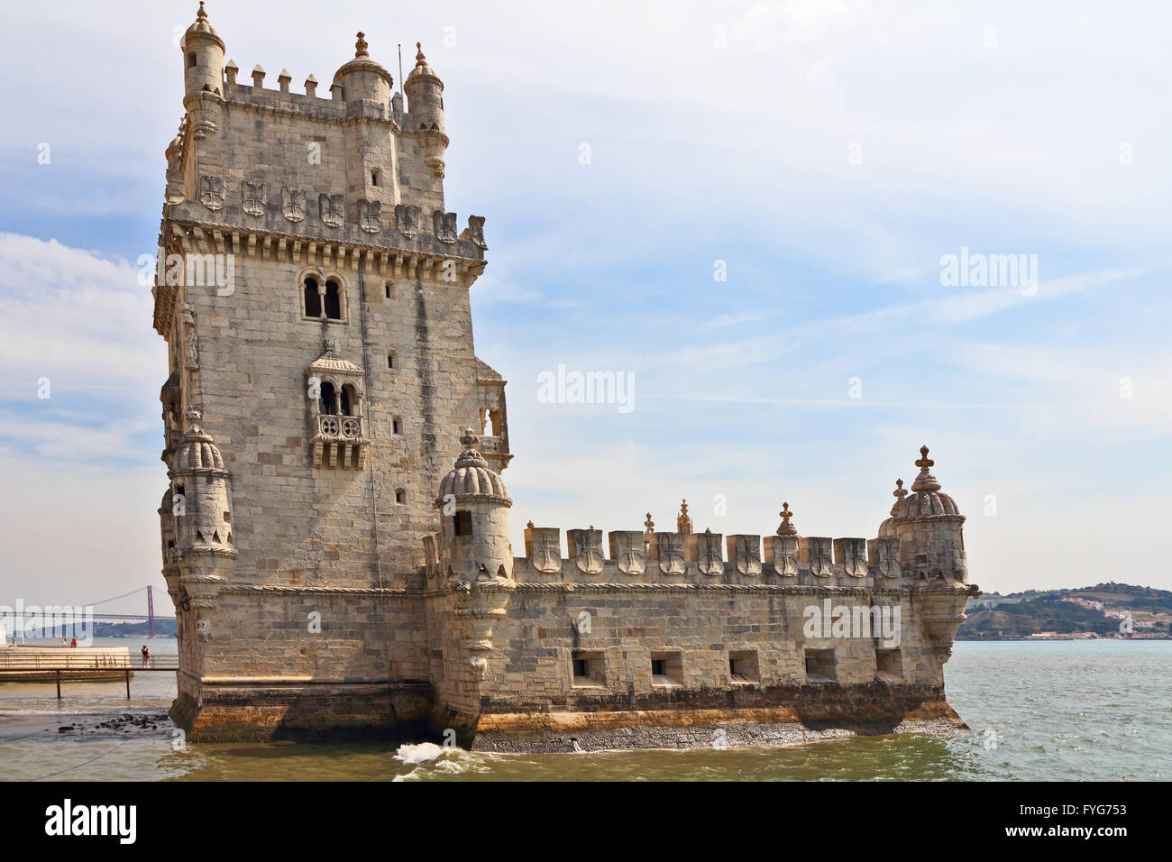 The well-known fortress of Belen in a river Tagus Stock Photo