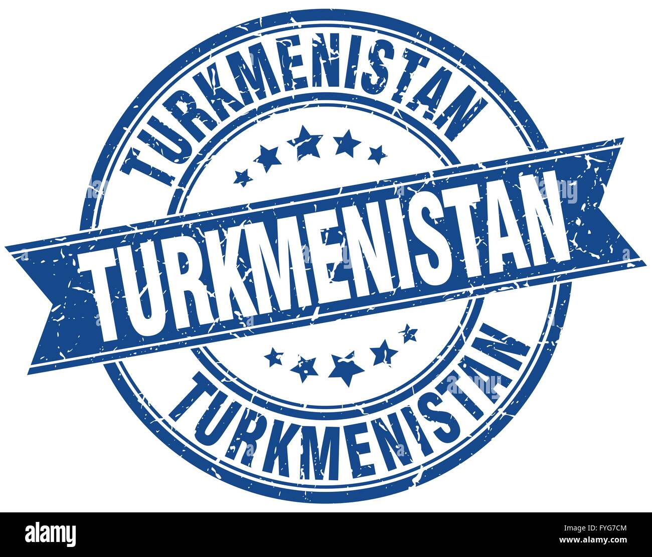Turkmenistan blue round grunge vintage ribbon stamp Stock Vector Image ...
