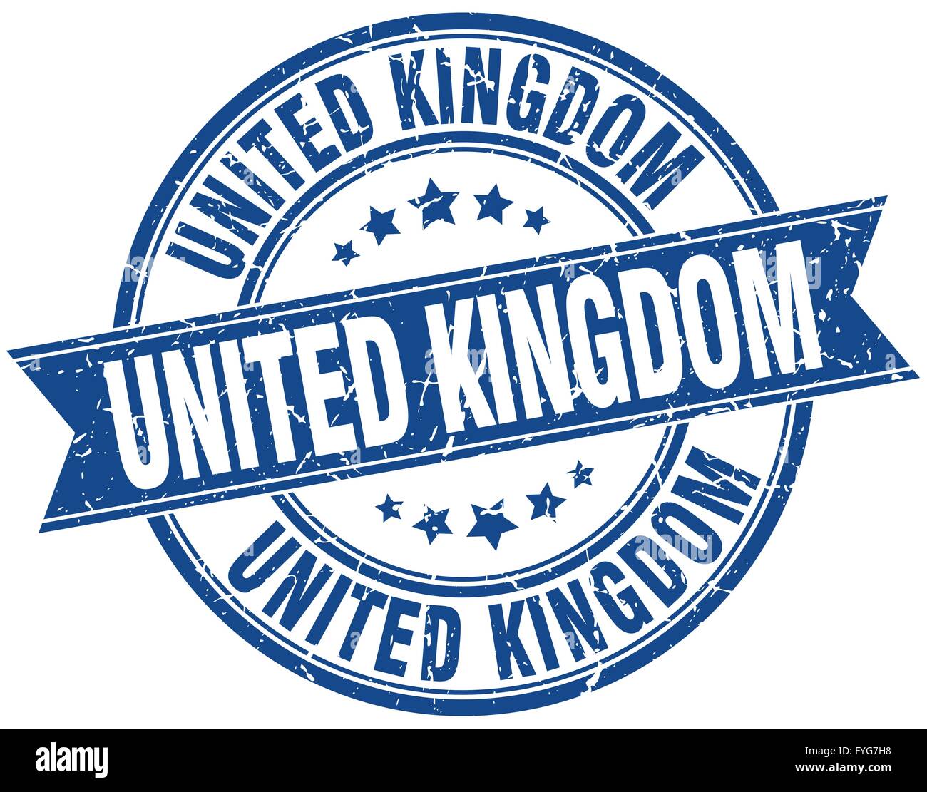 United Kingdom blue round grunge vintage ribbon stamp Stock Vector ...