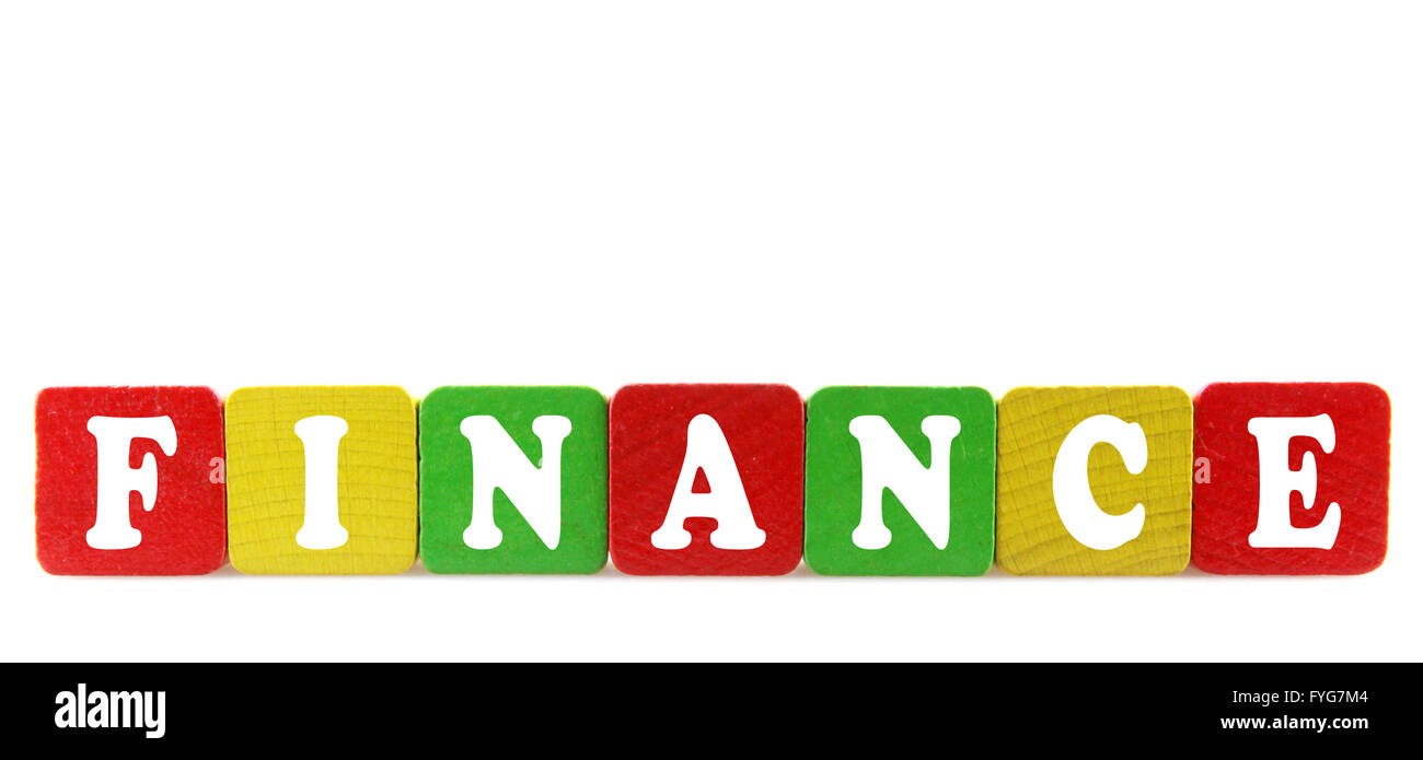 finance - isolated text in wooden building blocks Stock Photo