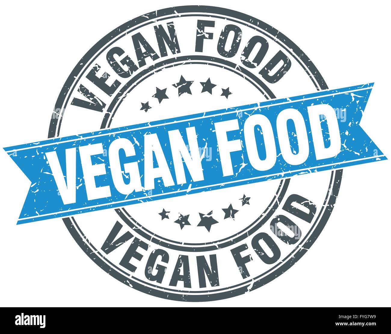 vegan food blue round grunge vintage ribbon stamp Stock Vector Image ...