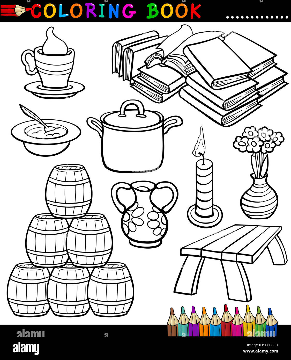 Common Objects Coloring Page