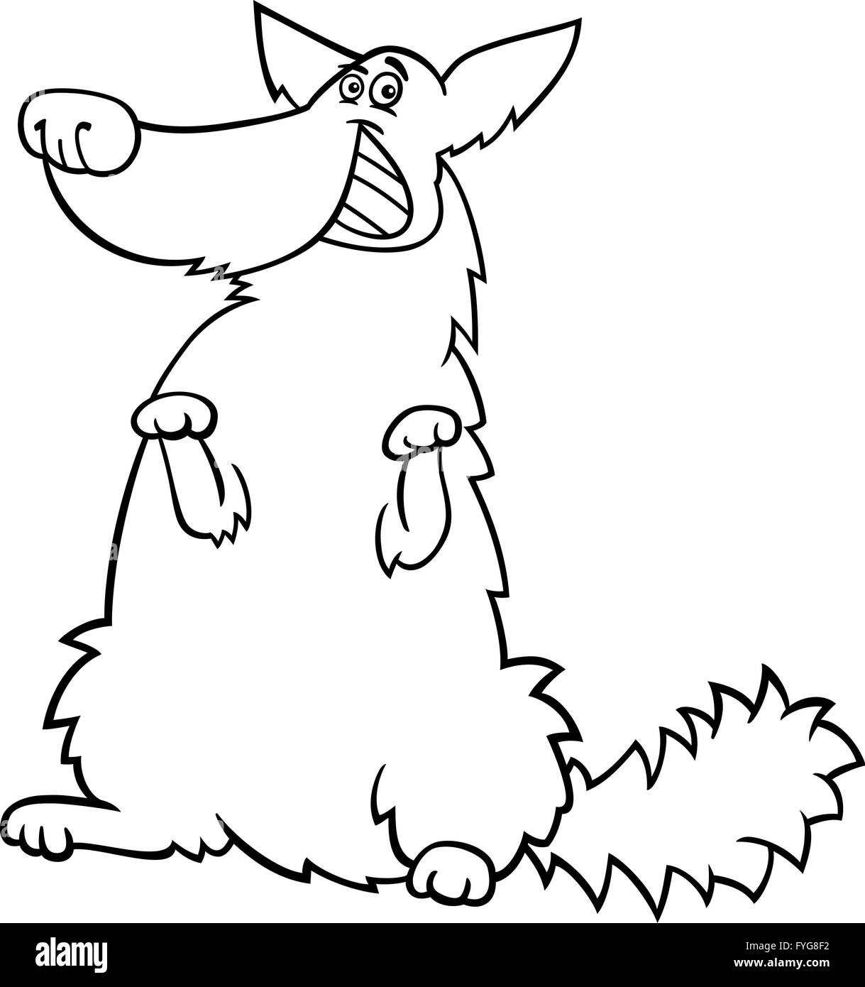happy shaggy dog cartoon for coloring book Stock Photo