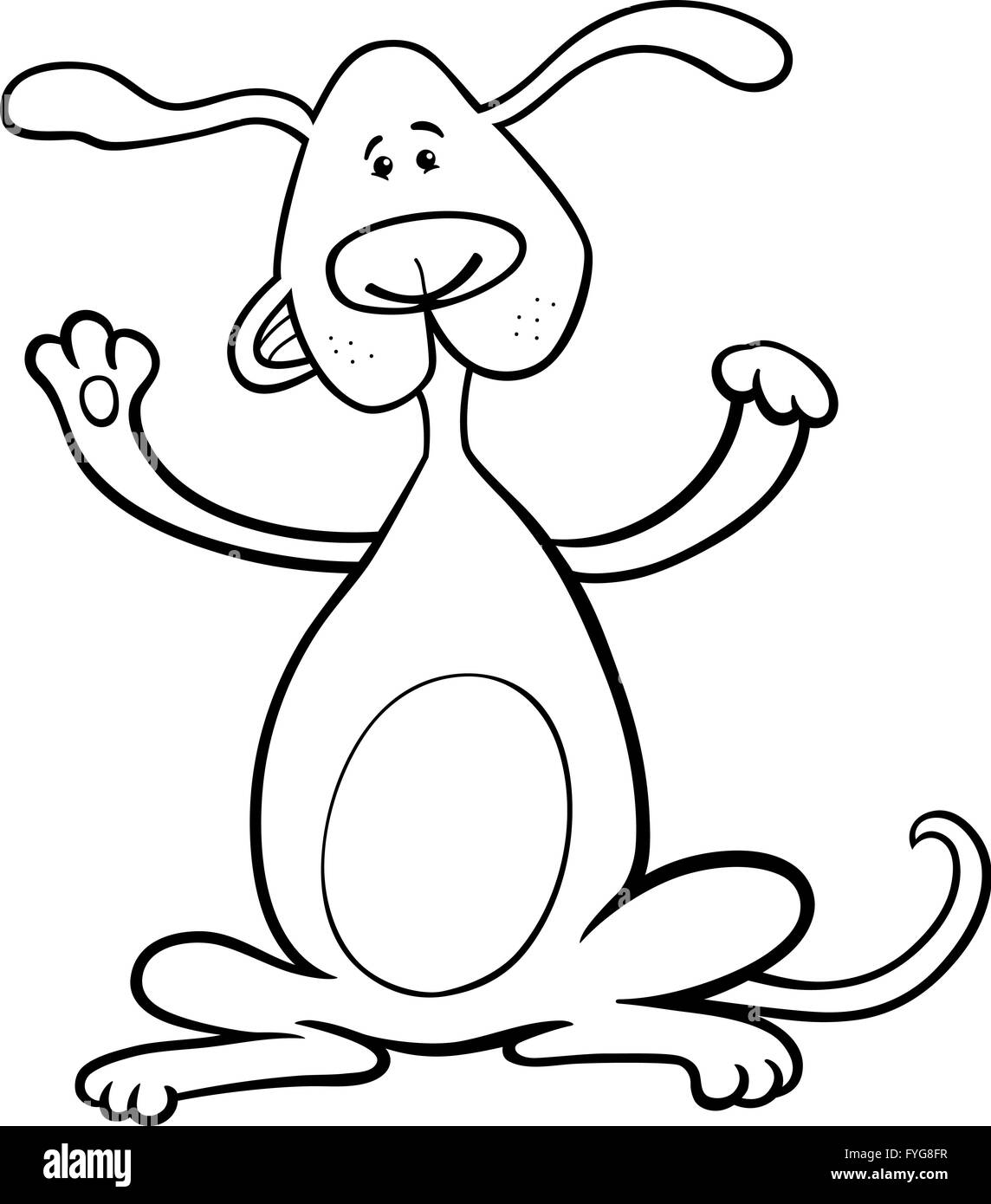 happy playful dog cartoon for coloring book Stock Photo