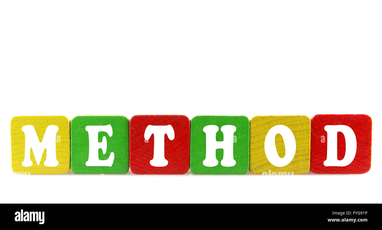 method isolated text in wooden building blocks Stock Photo Alamy