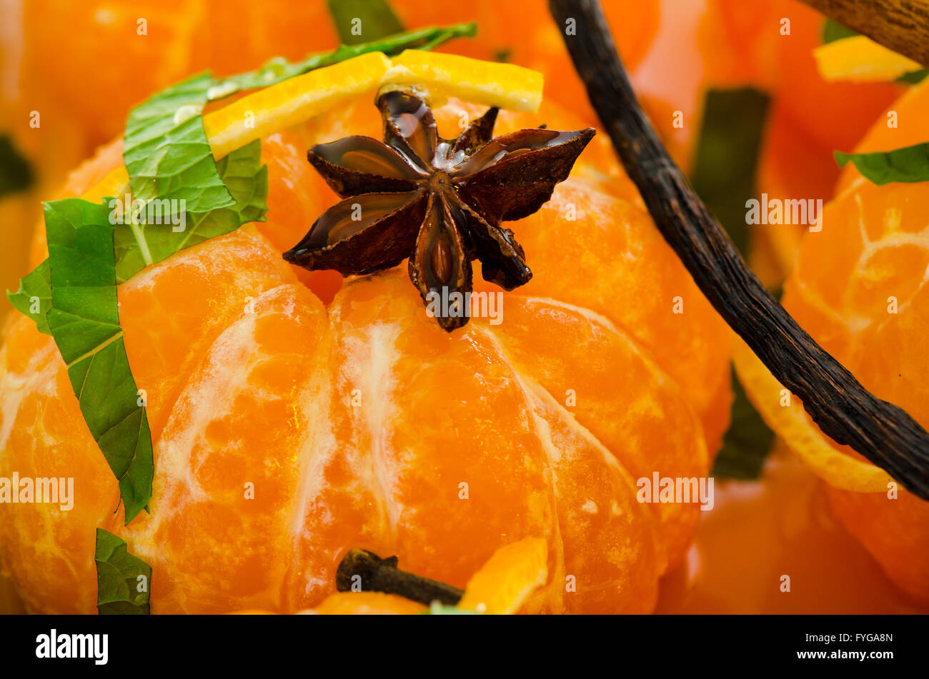 Mandarins in spiced syrup Stock Photo Alamy