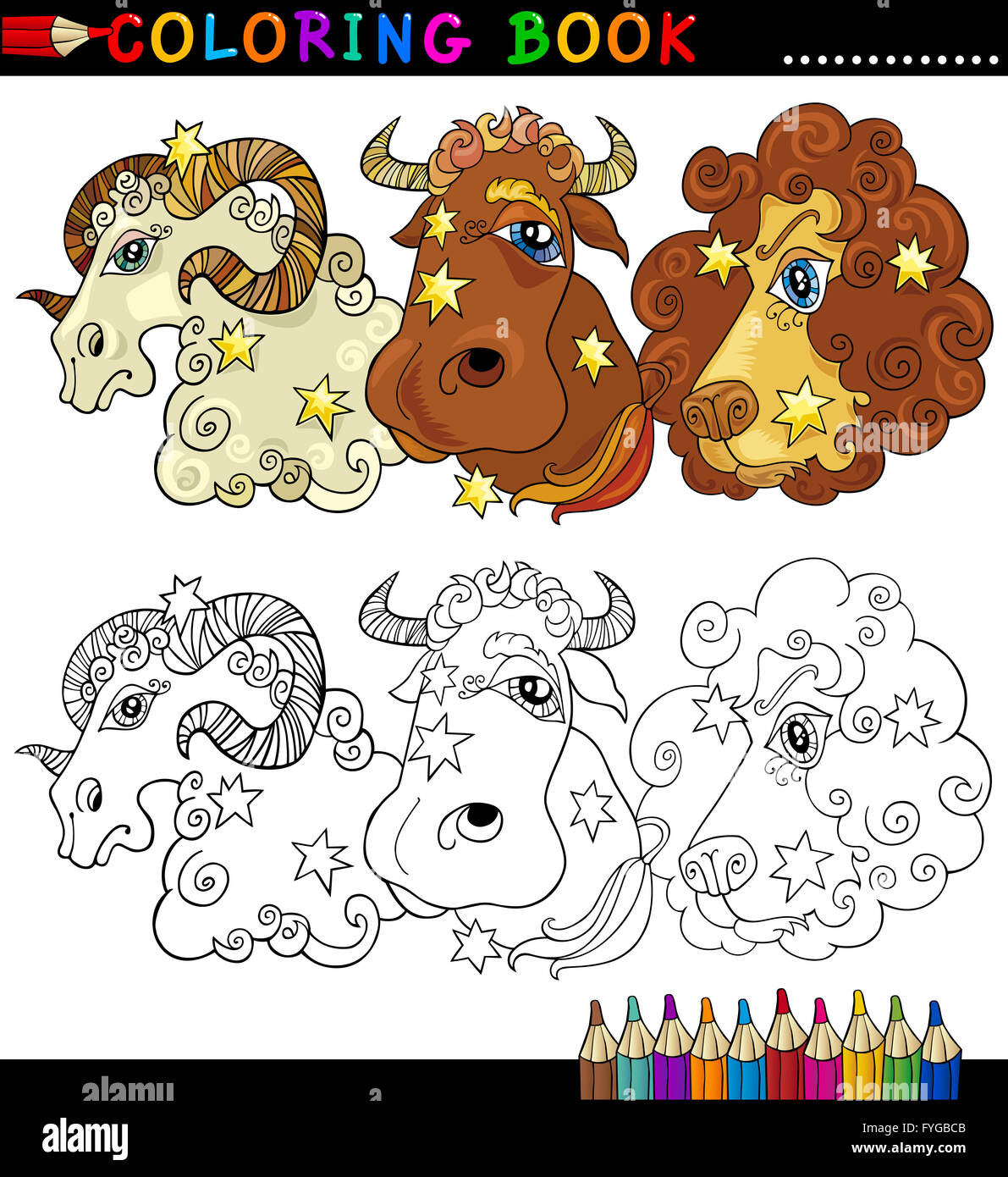 Fantasy Animals Characters For Coloring Stock Photo Alamy