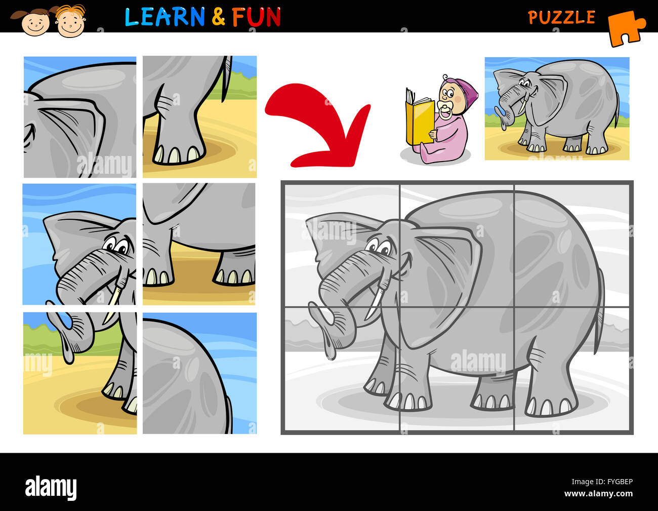 Cartoon elephant puzzle game Stock Photo Alamy
