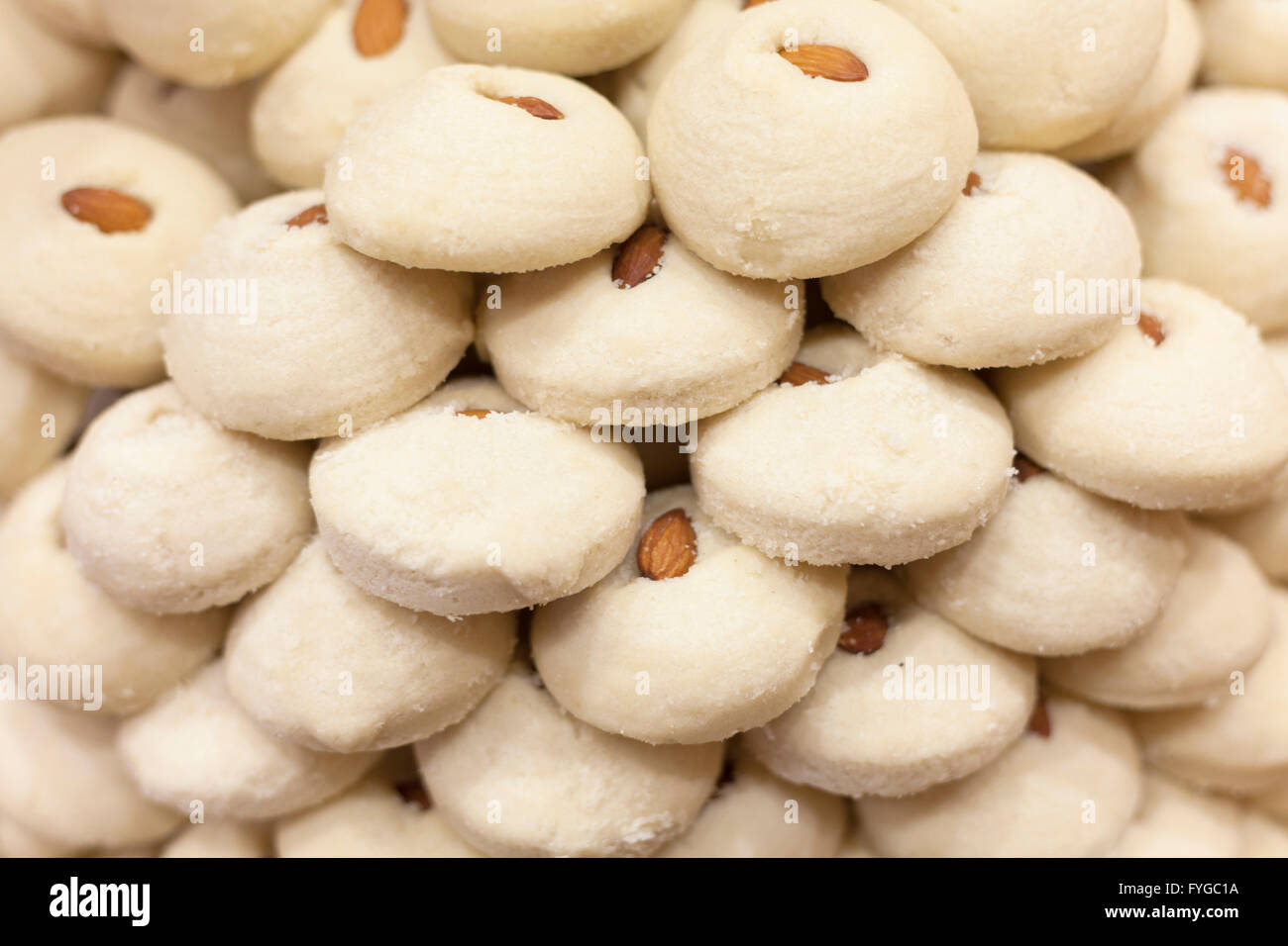 Typical Belgian biscuits in a shop in Brussels, Belgium. Stock Photo