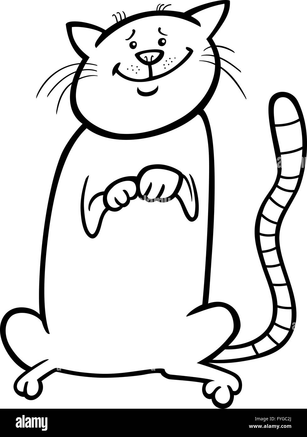 cute cat cartoon for coloring book Stock Photo