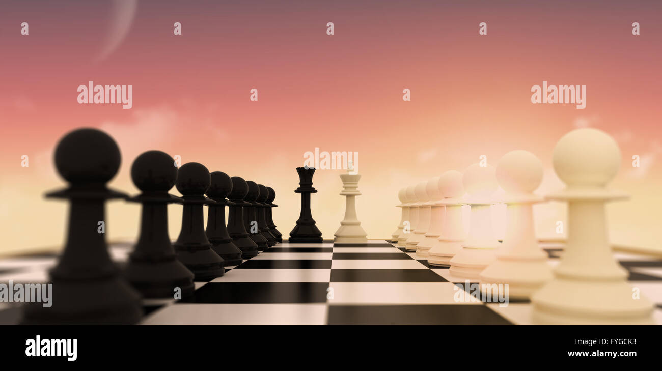 Golden Chess King Defeated Black Queen Pawns Wallpaper White