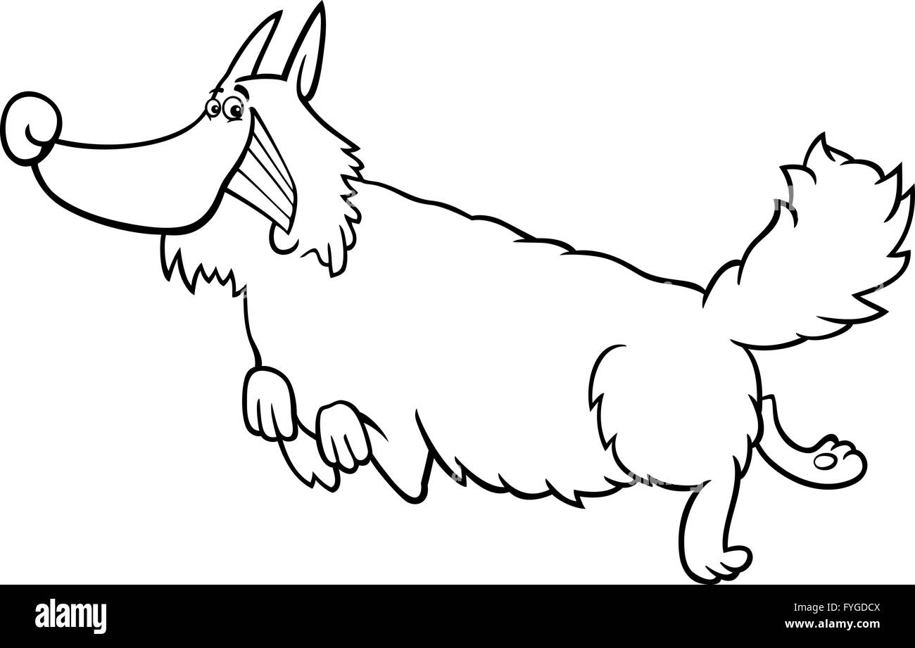 cartoon shaggy dog for coloring book Stock Photo