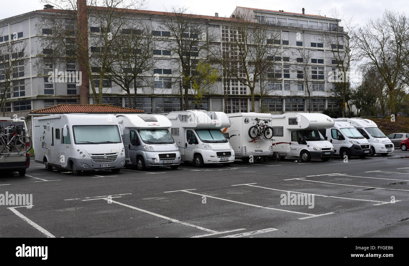 Camper vans van caravan park La Rochelle city Stock Photo - Alamy
