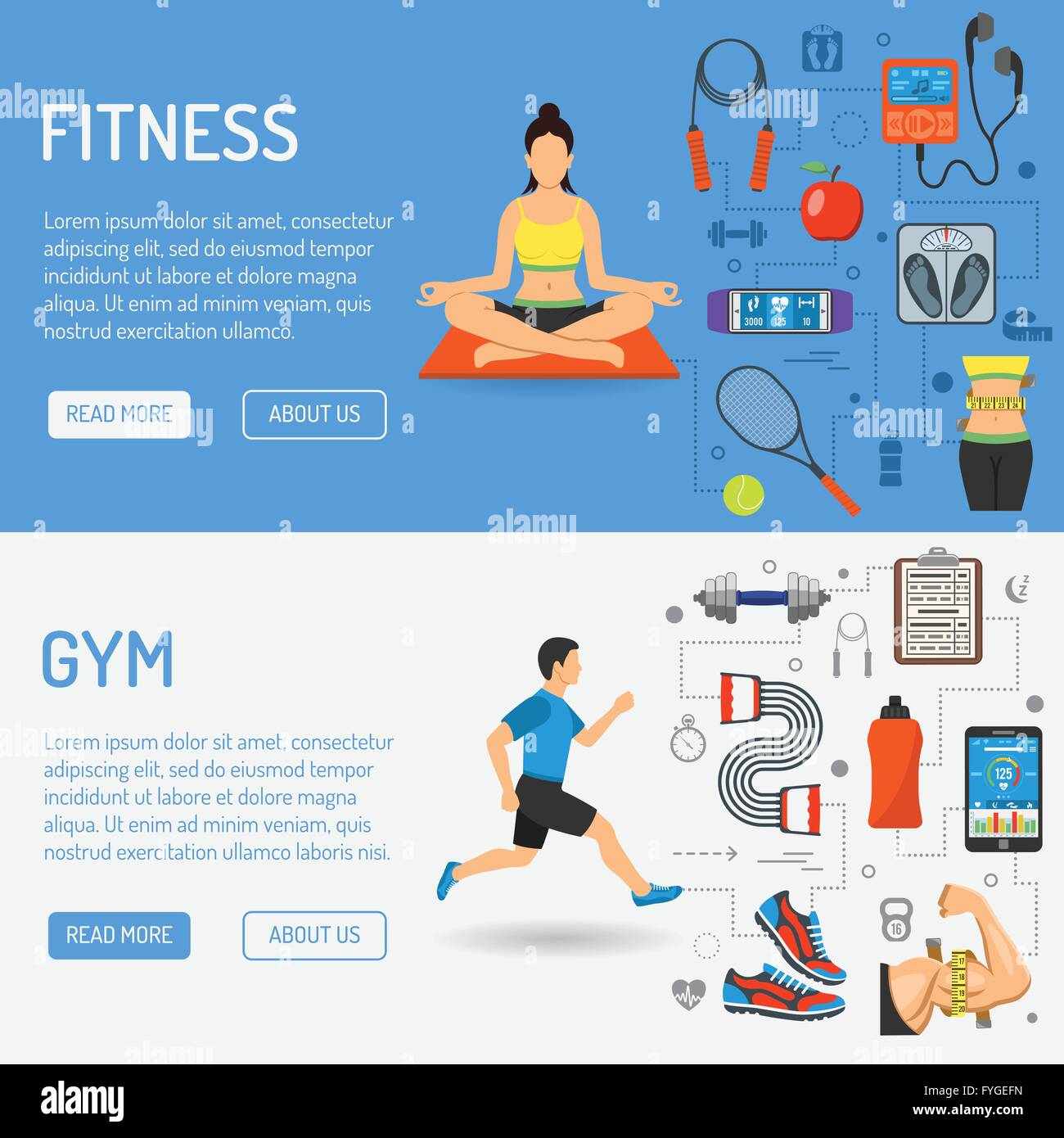 Fitness And Gym Banners Stock Vector Image Art Alamy