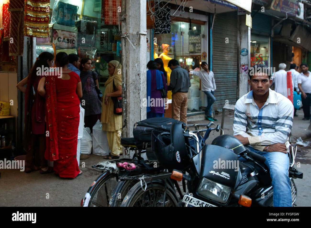 Young man on motorcycle, Old Delhi, India Stock Photo - Alamy