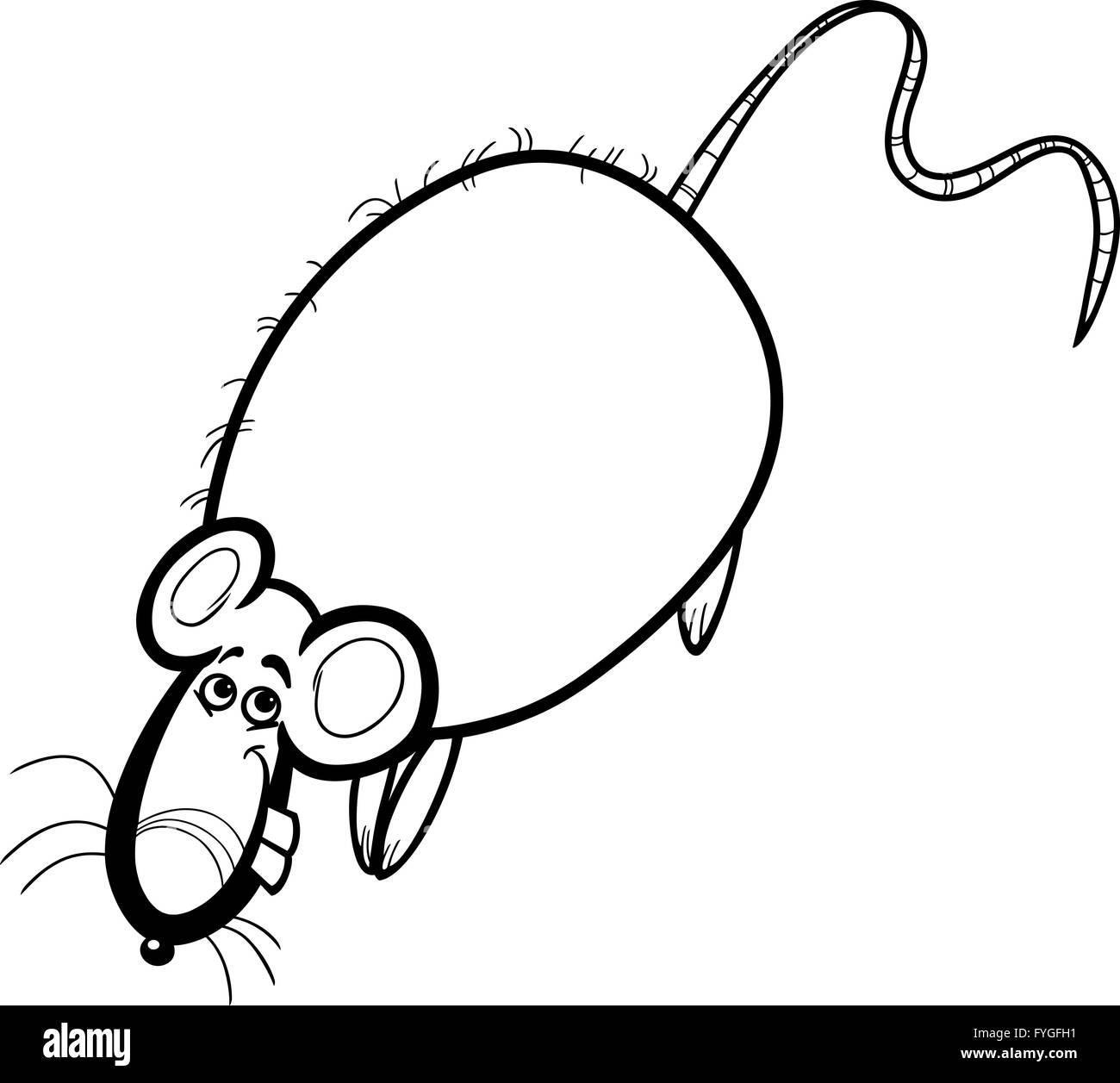 rat cartoon character for coloring book Stock Photo